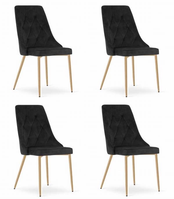 Chaise Leobert - model39314-IMOLA-ROSY01 - Chaise IMOLA - svart sammet / träfärgade ben x 4
