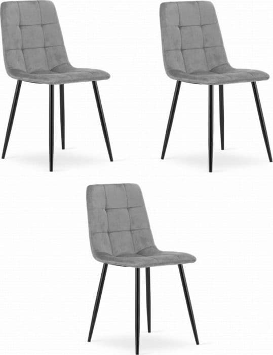 Chaise Leobert - model38733-KARA-CUBY54 - Chaise KARA - ljusgrå sammet / svarta ben x 3