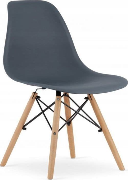 Chaise Leobert - model38082-OSAKA-TOLX18 - Chaise OSAKA mörk skiffer / naturliga ben x 2