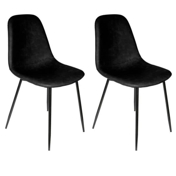 Set med 2 Stolför Design Svart - Paris Pris - Amber - Polstrad Sits - Enkel att underhålla