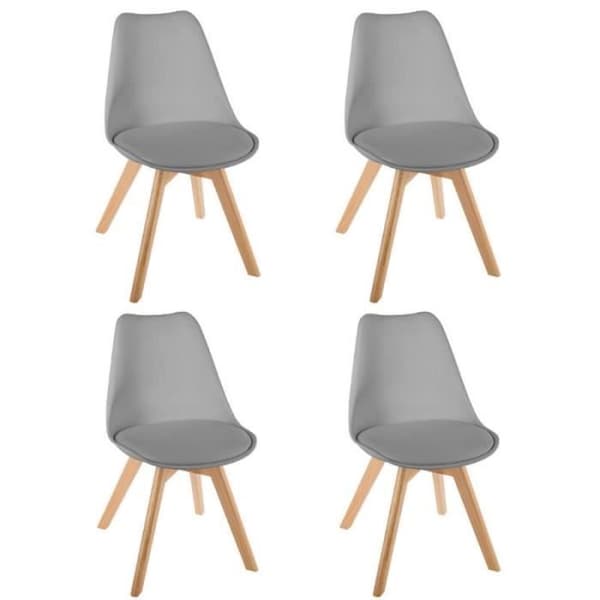 Designstolar Baya - PARIS PRIX - Paket med 4 - Grå - Polypropen, Skum &amp; Bok