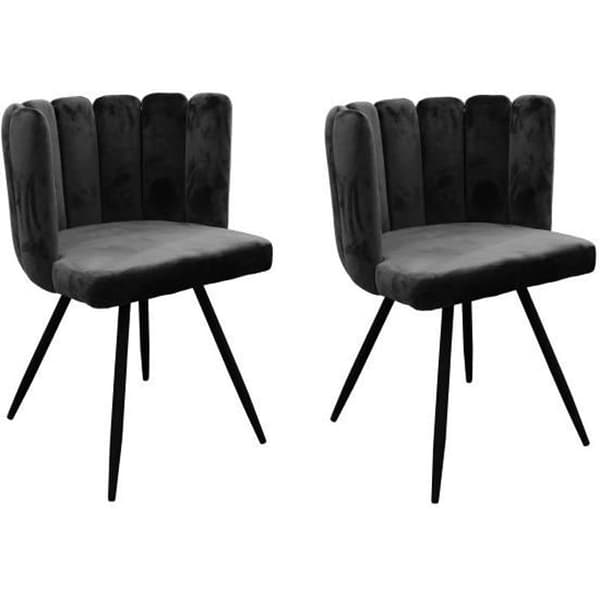 ARIEL Set med 2 svarta sammetstolar - Ben av metall