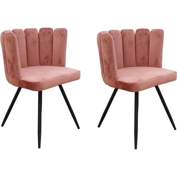 ARIEL Set med 2 rosa sammetstolar - Ben av metall