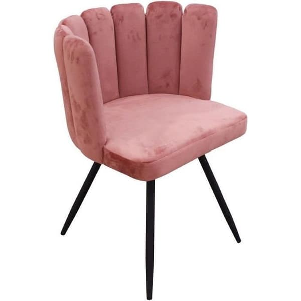 Stol - Ariel - Sammet - Rosé - Halvrund rygg - 1 plats