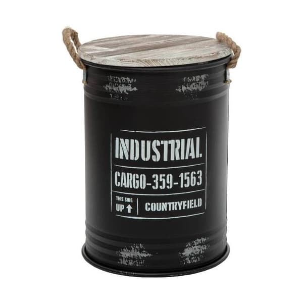 Svarta metallburkar Industriell retrofabrik - ATMOSPHERA - Set om 3 - Trä och järn - Vikt 8 kg