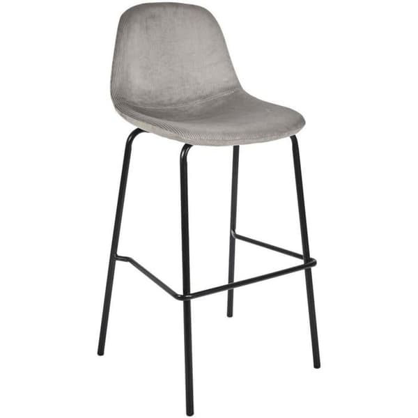Barstol i ribbat sammet - Giulia - Grå - Sitt höjd 70 cm - Vikt 4,8 kg