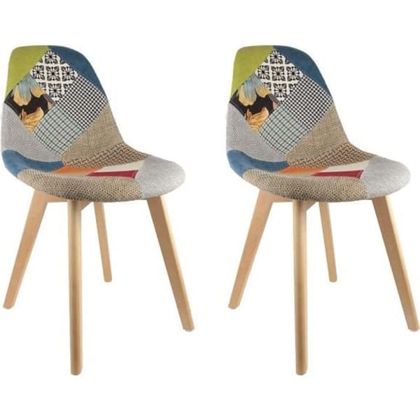 Patchworkfärgat Stolar - Märke - 2-pack - Modern Skandinavisk Stil - Färg Grå