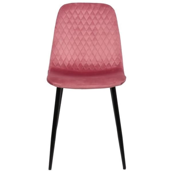 Set om 4 Matsalsstolar Giverny i Tyg eller Sammet med Svart Metalldesign, Rosa-Sammet
