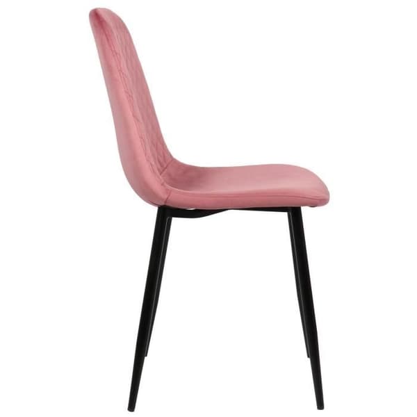 Set om 4 Matsalsstolar Giverny i Tyg eller Sammet med Svart Metalldesign, Rosa-Sammet