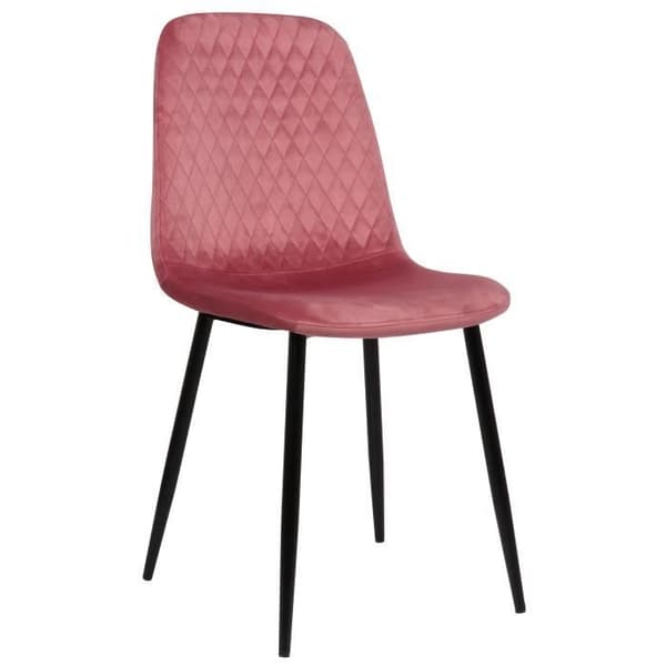 Set om 4 Matsalsstolar Giverny i Tyg eller Sammet med Svart Metalldesign, Rosa-Sammet