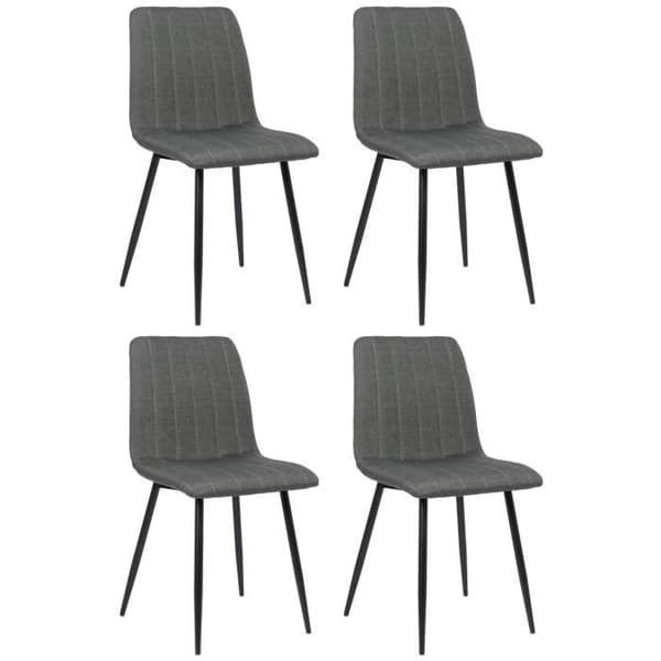 Set med 4 Stolar för Matplats Dijon i Tyg eller Sammet - CLP - Kontemporär - Design - Mörkgrå - Metall