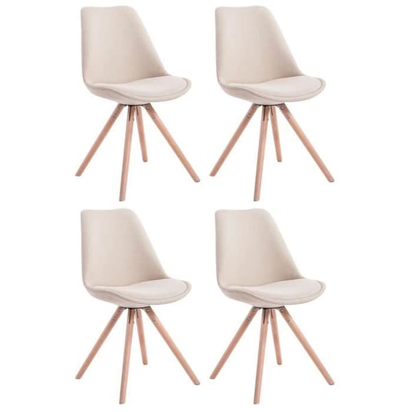 Set av 4 Matstolar - CLP - Toulouse i Tyg - Träben - Skandinavisk Design - Kräm-Natur