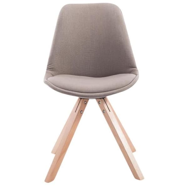 Set med 7 Matstolar Toulouse i tyg med träben, Taupe-Natur