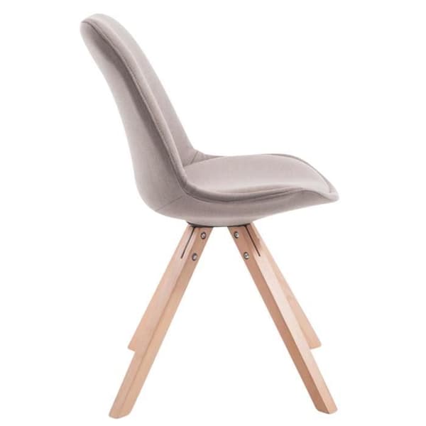 Set med 7 Matstolar Toulouse i tyg med träben, Taupe-Natur