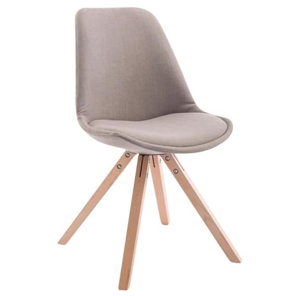 Set med 7 Matstolar Toulouse i tyg med träben, Taupe-Natur
