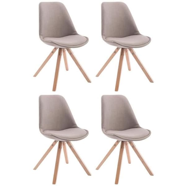 Set med 7 Matstolar Toulouse i tyg med träben, Taupe-Natur