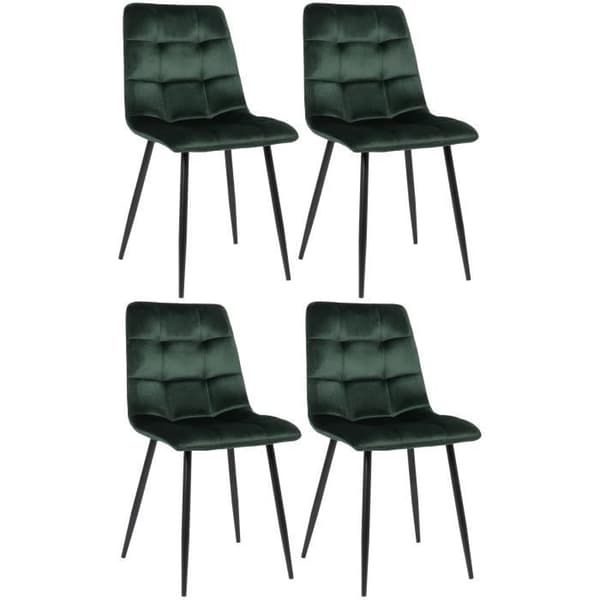 Set med 4 matstolar - CLP - Tilde - Grön - Sammet - Bekväm och designad