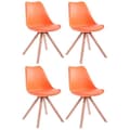 Miniatyrbild 1 av 4: Set med 4 Toulouse matsalsstolar i konstläder med träbas, orange-naturligt