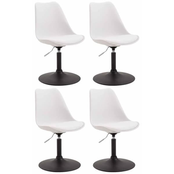 Set med 4 Maverick matsalsstolar Plast Vridbar sits metallpelare, vit-svart