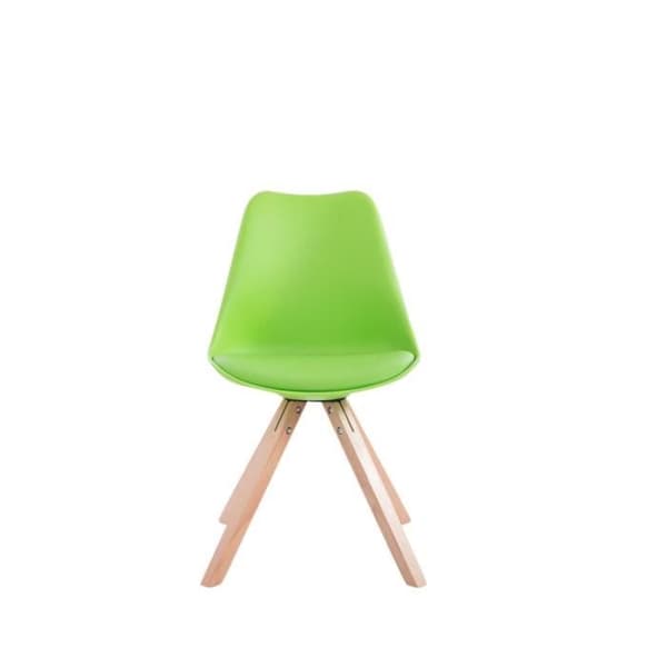 Set med 4 Toulouse matsalsstolar i konstläder med träbas, grön natur