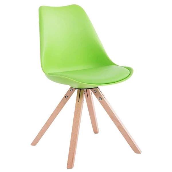 Set med 4 Toulouse matsalsstolar i konstläder med träbas, grön natur