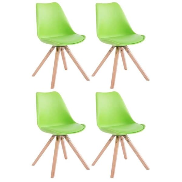 Set med 4 Toulouse matsalsstolar i konstläder med träbas, grön natur