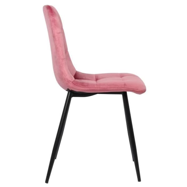Matsalsstolar Tilde - CLP - Set om 4 - Rosa - Sammet - Svart metall