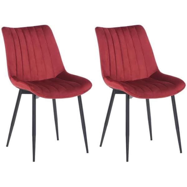 Matstolar Rahden i Sammet - CLP - 2-pack - Röd - Metall - Modern - Bekväm