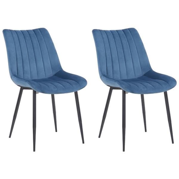 Set med 2 Rahden Matstolar i Sammet - CLP - Modern Skandinavisk Stil - Svarta Metallben