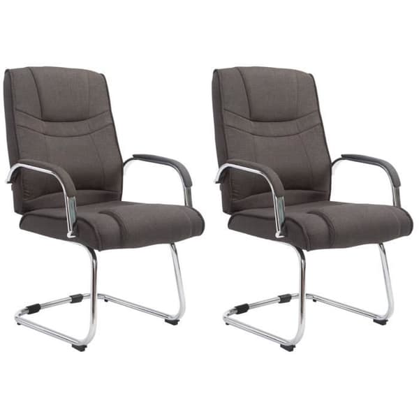 Chaises Cantilever Attila - CLP - Set om 2 - Tyg - Längdskidor i förkromad metall - Mörkgrå