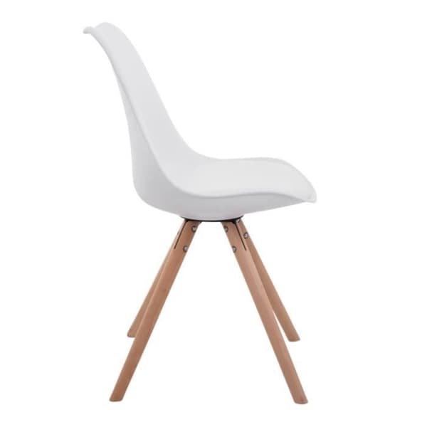 Set med 4 Matsalsstolar - CLP - Toulouse i Vit Konstläder - Skandinavisk Design - Ben i Trä