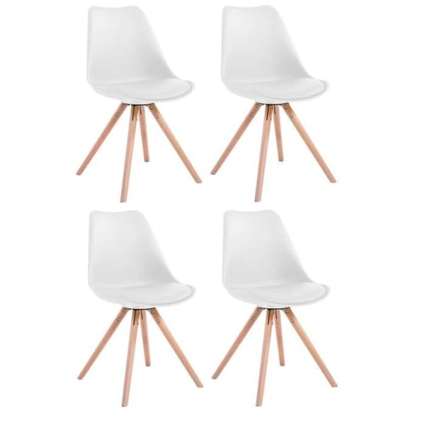 Set med 4 Matsalsstolar - CLP - Toulouse i Vit Konstläder - Skandinavisk Design - Ben i Trä