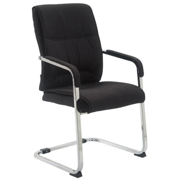 Set av 2 XXL Anubis Cantilever Stolar i Tyg med Chassi i Kromad Metall, Svart