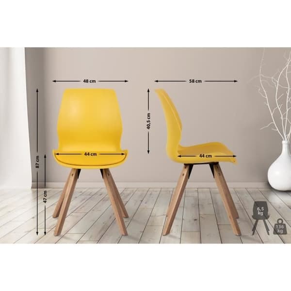 Matstolar - Luna - Set om 2 - Gul - Skandinavisk Design - Trä