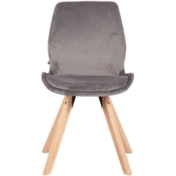 Matsalsstol Luna med ben i trä, grå-velour