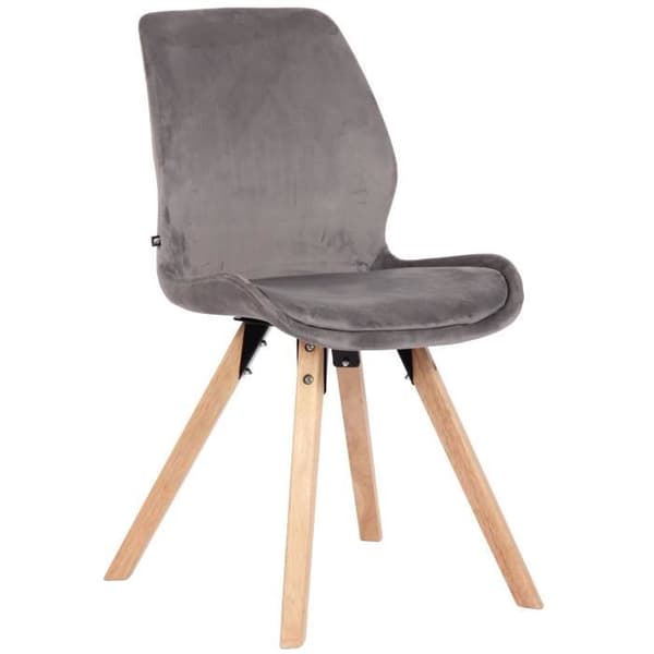 Matsalsstol Luna med ben i trä, grå-velour