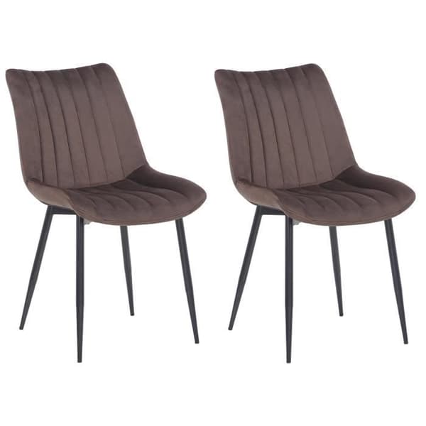 Matsalstolar Rahden i Sammet - CLP - 2-pack - Svart Metall - Brun