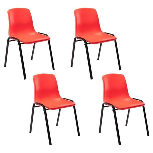 Paket med 4 stapelbara stolar Nowra - CLP - Röd - Plast - Metall - Nutida - Design