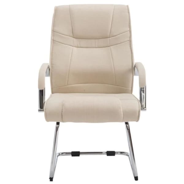 Chaises Cantilever Attila - CLP - Set om 2 - Tyg Creme - Längdskena i Kromat Metall