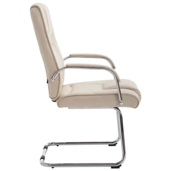Chaises Cantilever Attila - CLP - Set om 2 - Tyg Creme - Längdskena i Kromat Metall