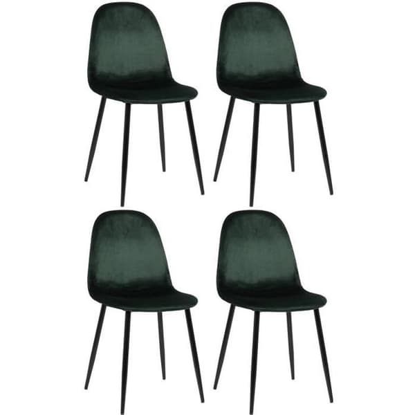 Napier matstolar - CLP - 4-pack - Grön-sammet - Svarta metallben