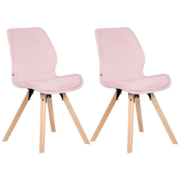 Set med 2 Luna Matstolar med träben, Rosa-Velour