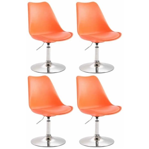 Set med 4 Maverick matsalsstolar Plast Vridbart säte metallpelare, orange-krom