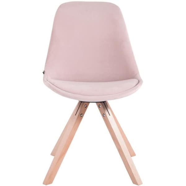 Set med 4 Matstolar Toulouse i Sammet med Ben i Trä, Rosa-Natur