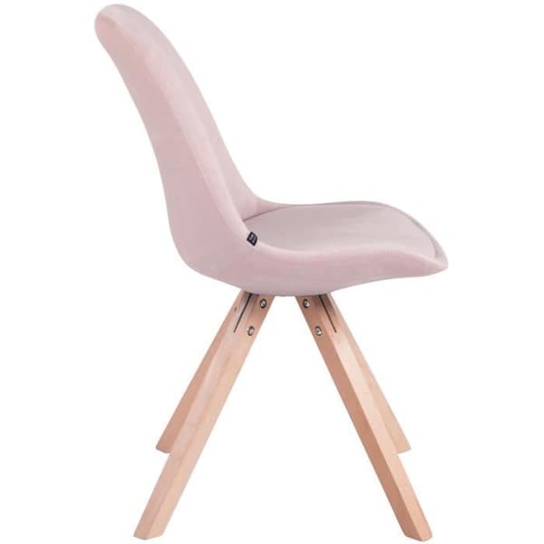 Set med 4 Matstolar Toulouse i Sammet med Ben i Trä, Rosa-Natur