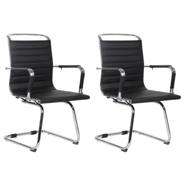 Chairs cantilever Balve - CLP - Set of 2 - Black - Faux leather - Armrests in metal