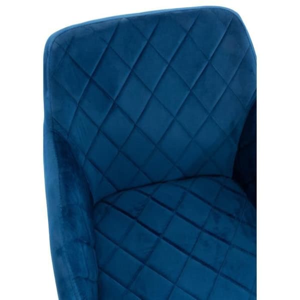 2 x Matstolar Shila med Armstöd och Metallben, Blå-Velour