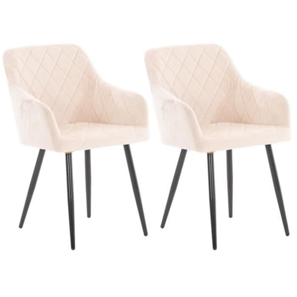 2 x Matstolar Shila med Armstöd och Metallben, Beige-Velour