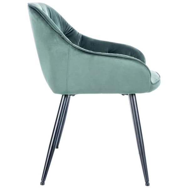Matstol Cassis Velour med Armstöd och Metallben, Grön-Velour
