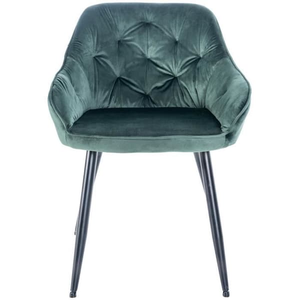 Matstol Cassis Velour med Armstöd och Metallben, Grön-Velour